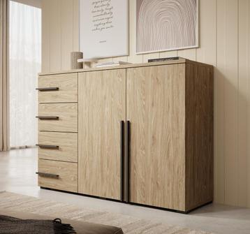 Meubella | Dressoir eiken 134x40x94cm | Opbergkast, Verzenden