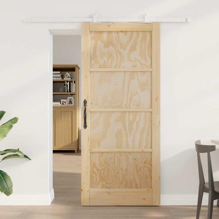 vidaXL Schuifdeuren set Natuurlijk en wit 86 x 198.5 cm, Doe-het-zelf en Bouw, Deuren en Vliegenramen, Nieuw, Verzenden