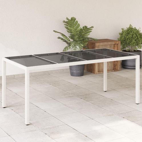 vidaXL Tuintafel met glazen blad 190x90x75 cm poly rattan, Tuin en Terras, Tuintafels, Nieuw, Verzenden