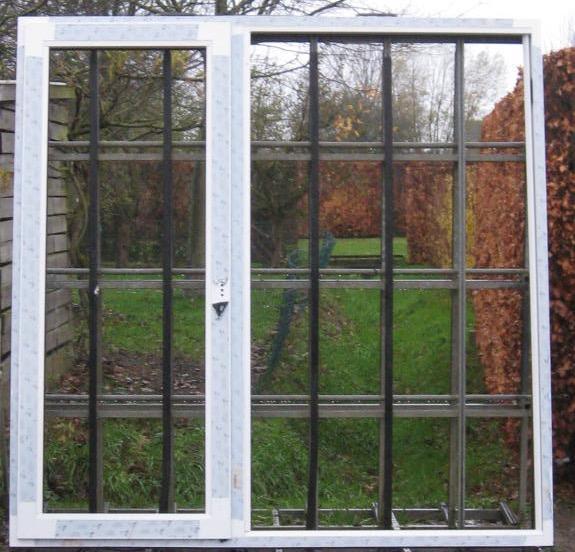 pvc terrasraam , raam , chassis 234 x 235 wit /zwart 9005, Bricolage & Construction, Châssis & Portes coulissantes, Enlèvement ou Envoi