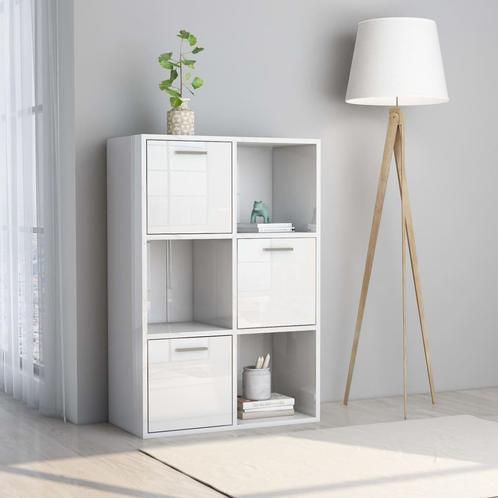 vidaXL Opbergkast 60x29,5x90 cm bewerkt hout hoogglans wit, Huis en Inrichting, Kasten | Boekenkasten, Nieuw, Verzenden