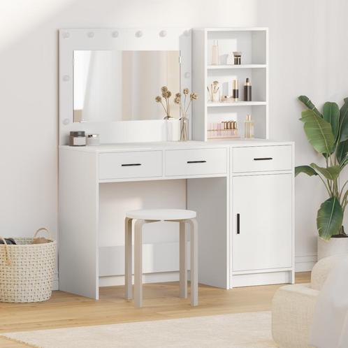vidaXL 2-delige Dressoir Set met LED in Wit Geengineerd Hout, Huis en Inrichting, Tafels | Kaptafels, Nieuw, Verzenden