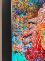 Painting of Asian Lotus - Lotus lacquer painting on wood,