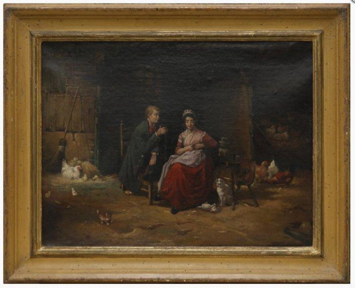 Europese school (XIX) - Corteggiamento, Antiek en Kunst, Kunst | Schilderijen | Klassiek