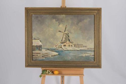 Henk ten Cate (1867-1955) - Molen in de winter, Antiek en Kunst, Kunst | Schilderijen | Klassiek