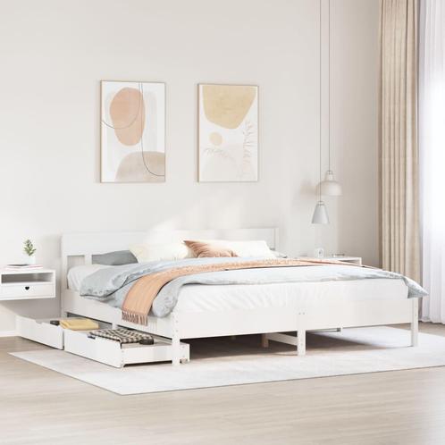 vidaXL Bedframe zonder matras massief grenenhout wit 180x200, Huis en Inrichting, Slaapkamer | Bedden, Nieuw, Verzenden