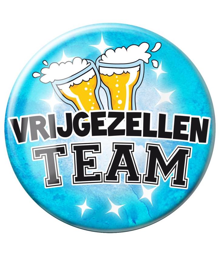 Button Vrijgezellen Team Man 10,2cm, Hobby en Vrije tijd, Feestartikelen, Nieuw, Verzenden
