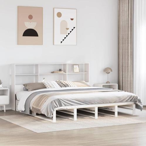 vidaXL Bed met boekenkast zonder matras massief hout wit, Huis en Inrichting, Slaapkamer | Bedden, Nieuw, Verzenden