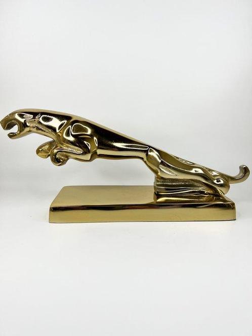 Logo de voiture Jaguar doré XL image dorée - Métal chromé, Antiek en Kunst, Kunst | Designobjecten