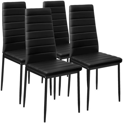 tectake Eetkamerstoelen, kunstleer - zwart, Set van 4, Huis en Inrichting, Stoelen, Verzenden