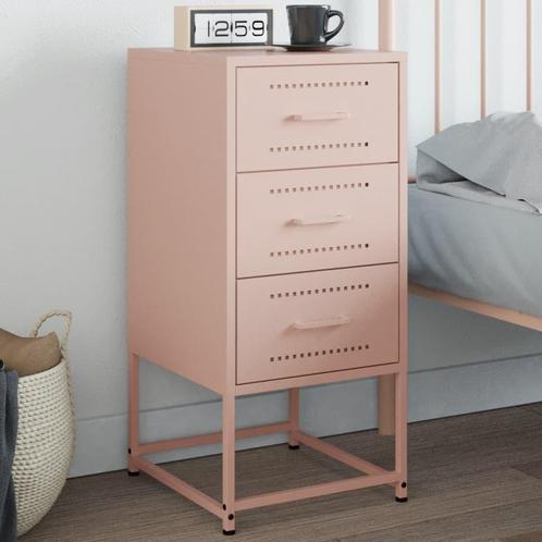 vidaXL Nachtkastje 36x39x78 cm staal roze, Huis en Inrichting, Slaapkamer | Nachtkastjes, Nieuw, Verzenden