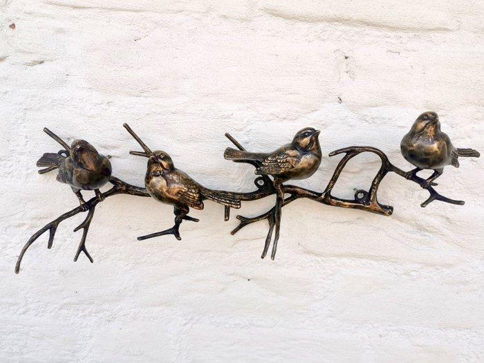 sculptuur, 4 vogels op tak - 18 cm - Brons, Antiek en Kunst, Curiosa en Brocante