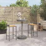 vidaXL 3-delige Tuinbarset poly rattan en massief acaciahout, Tuin en Terras, Verzenden, Nieuw