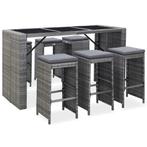 vidaXL 7-delige Tuinbarset met kussens poly rattan grijs, Tuin en Terras, Verzenden, Nieuw