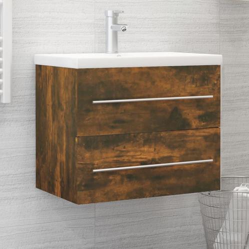 vidaXL Wastafelkast 60x38,5x48 cm bewerkt hout gerookt, Maison & Meubles, Salle de bain | Meubles de Salle de bain, Envoi