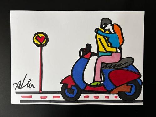 Marco Lodola (1955) - Coppia in vespa, Antiek en Kunst, Kunst | Schilderijen | Modern