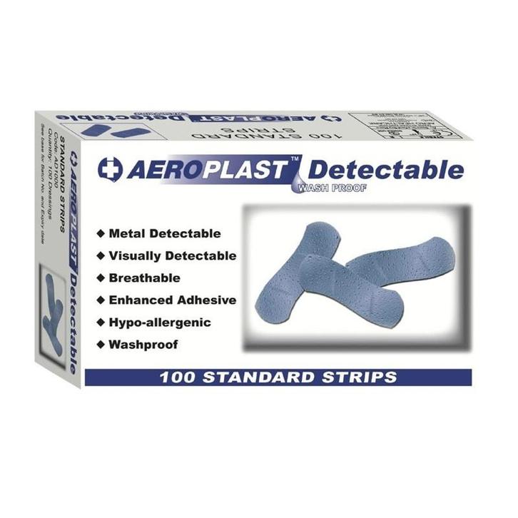 Blauwe detecteerbare pleisters | 100 stuks | Water,olie en, Zakelijke goederen, Horeca | Keukenapparatuur, Nieuw in verpakking