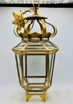 Lantaarn plafondlamp - Messing, Glas, Antiek en Kunst