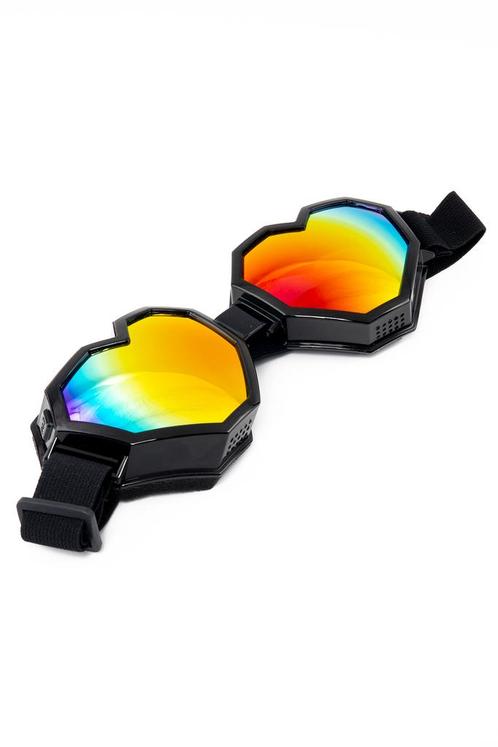Goggles Hartjes Skibril Bril Zwart Montuur Regenboog Spiegel, Kleding | Heren, Carnavalskleding en Feestkleding, Nieuw, Ophalen of Verzenden
