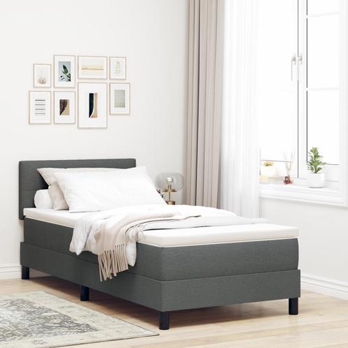 vidaXL Boxspring Bed met Matras Donkergrijs 90x200 cm Stof, Huis en Inrichting, Slaapkamer | Bedden, Nieuw, Verzenden