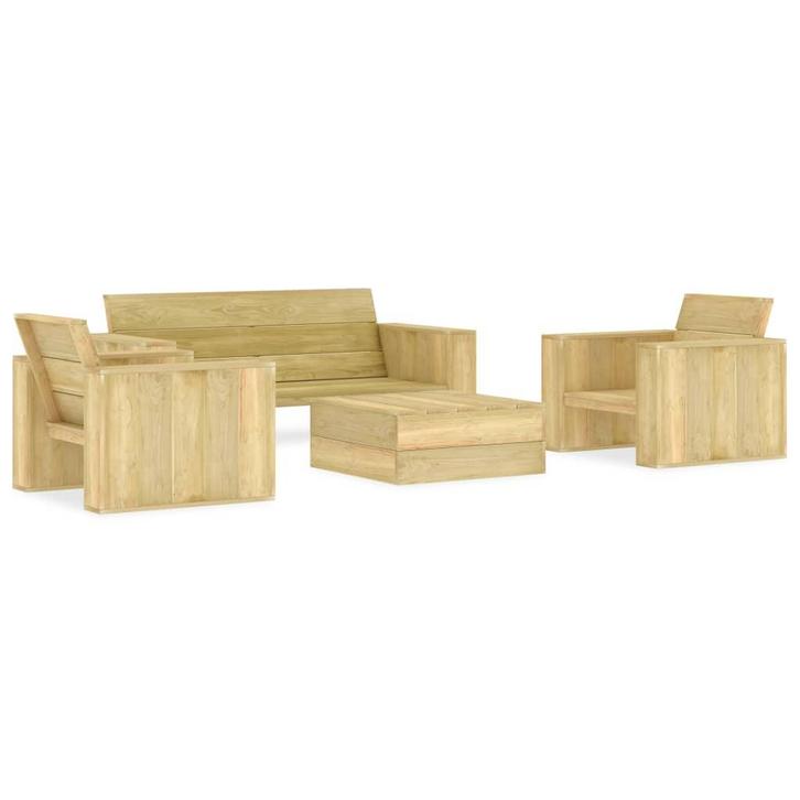 vidaXL 4-delige Loungeset geïmpregneerd grenenhout, Tuin en Terras, Tuinsets en Loungesets, Loungeset, Nieuw, Verzenden
