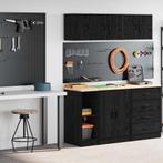 vidaXL Garagekasten 2 st spaanplaat zwart, Verzenden