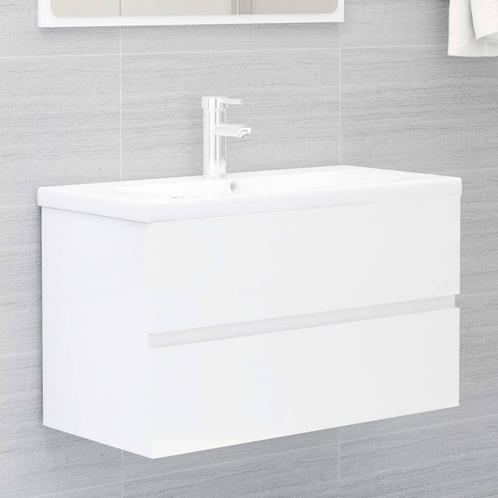 vidaXL Armoire dévier lavabo intégré blanc brillant, Maison & Meubles, Tables | Coiffeuses, Neuf, Envoi