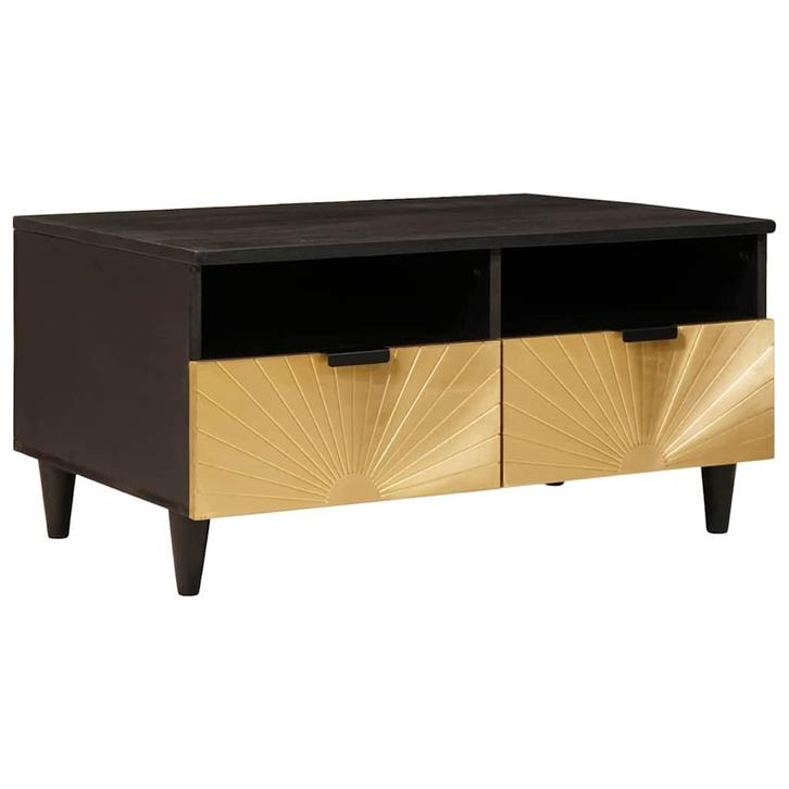 vidaXL Salontafel Zwart en Goud 80 x 54 x 40 cm massief, Huis en Inrichting, Tafels | Salontafels, Nieuw, Verzenden