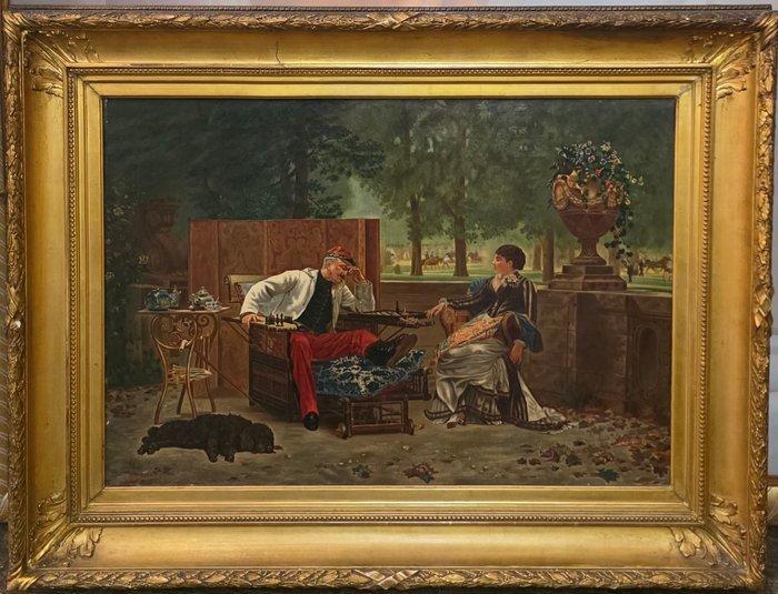 Louis August Loustaunau (1846-1898) - Gioco a scacchi, Antiek en Kunst, Kunst | Schilderijen | Klassiek
