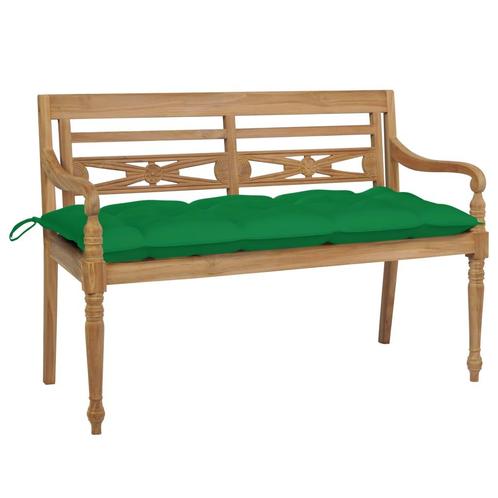 vidaXL Banc Batavia avec coussin vert 120 cm Bois de, Jardin & Terrasse, Ensembles de jardin, Neuf, Envoi