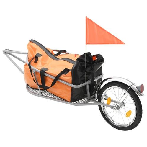 vidaXL Fietskar met tas oranje en zwart, Vélos & Vélomoteurs, Accessoires vélo | Remorques, Envoi