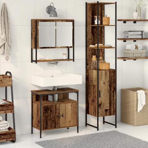 vidaXL Badmeubel met Ingebouwde Wastafel - Oud Hout, Gelaagd, Huis en Inrichting, Badkamer | Badkamermeubels, Nieuw, Verzenden
