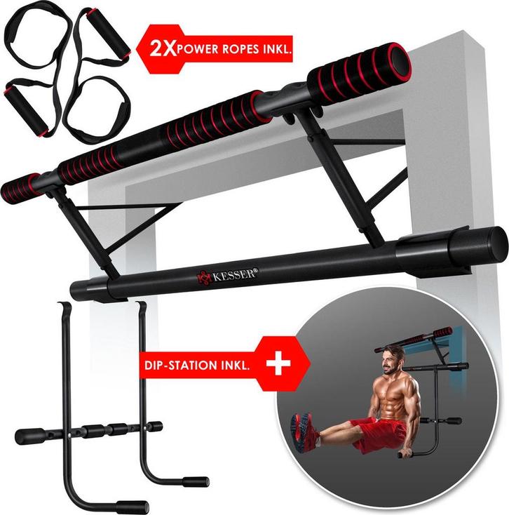 KESSER® Pull up bar - Optrekstang - Zonder schroeven - Rood, Huis en Inrichting, Overige Huis en Inrichting, Verzenden