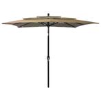 vidaXL Parasol 3-laags met aluminium paal 2,5x2,5 m taupe, Tuin en Terras, Verzenden, Nieuw