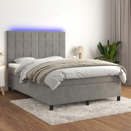 vidaXL Boxspring met matras en LED fluweel lichtgrijs, Huis en Inrichting, Slaapkamer | Bedden, Nieuw, Verzenden