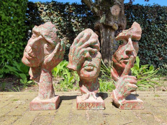Beeldje - Hear no evil see no evil speak no evil (3) - IJzer, Antiek en Kunst, Curiosa en Brocante