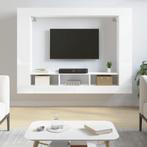 vidaXL Meuble TV blanc brillant 152x22x113 cm bois, Neuf, Verzenden