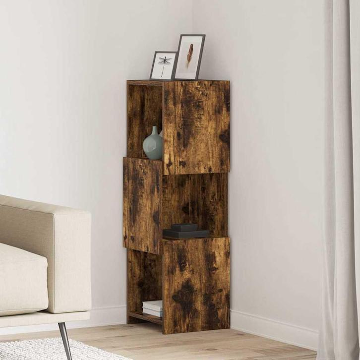 vidaXL Hoekkast Rook Eiken 30,5x30x95cm Bewerkt hout, Huis en Inrichting, Kasten | Overige, Nieuw, Verzenden