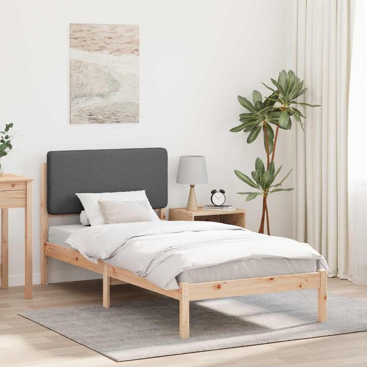 vidaXL Bedframe met Gevoerde Hoofdbord Donkergrijs 80 x 200, Huis en Inrichting, Slaapkamer | Bedden, Nieuw, Verzenden