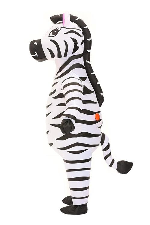 KIMU® Opblaas Kostuum Zebra Opblaasbaar Pak Zebrapak Mascott, Kleding | Heren, Carnavalskleding en Feestkleding, Nieuw, Ophalen of Verzenden
