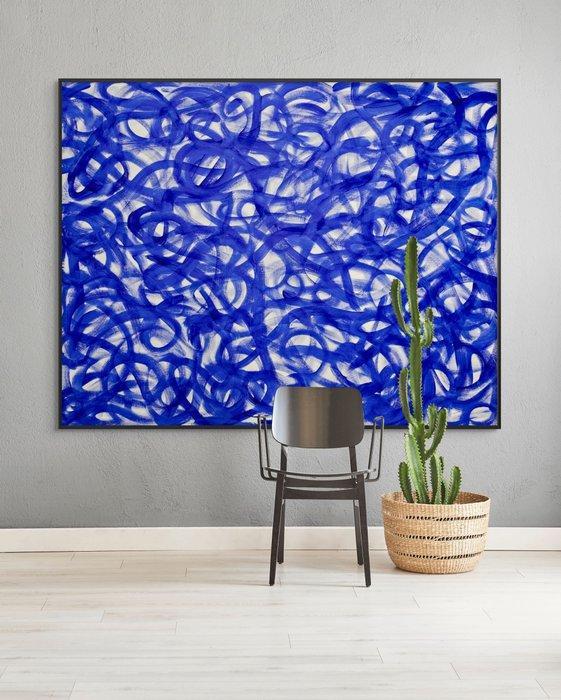 Sandra Glaser - Blue Calligraphy - XXL, Antiquités & Art, Art | Peinture | Moderne