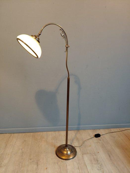 Lampadaire arqué - Laiton, Verre - Lampe sur pied en laiton., Antiquités & Art, Curiosités & Brocante