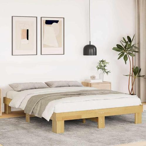 vidaXL Bedframe zonder matras 150x200 cm massief hout eiken, Huis en Inrichting, Slaapkamer | Bedden, Nieuw, Verzenden