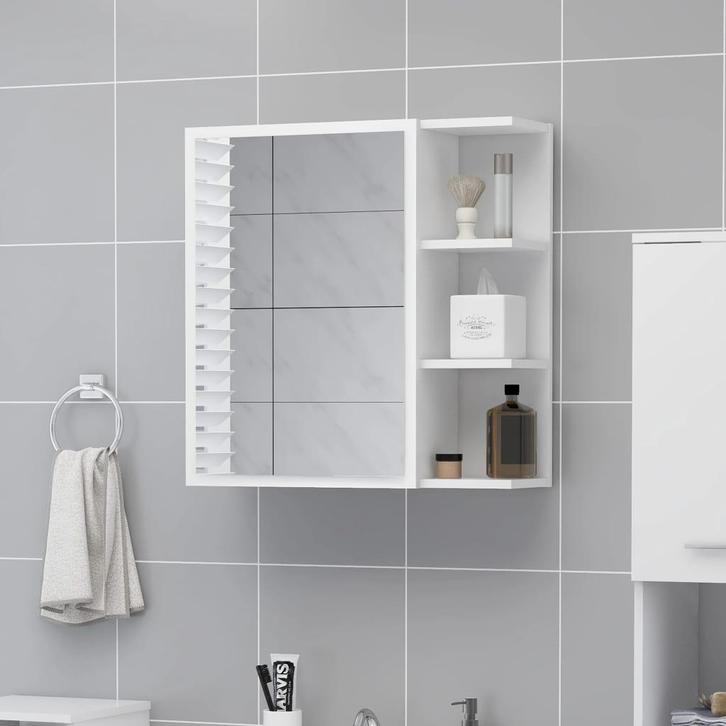 vidaXL Badkamerspiegelkast 62,5x20,5x64 cm bewerkt hout wit, Huis en Inrichting, Tafels | Kaptafels, Nieuw, Verzenden
