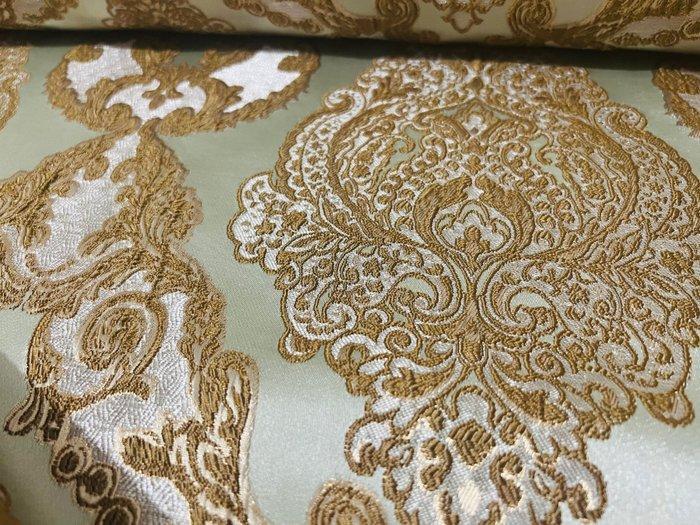Arabeschi di Luce: Damaststof Champagne en Goud voor, Antiek en Kunst, Antiek | Tapijten, Tafelkleden en Textiel