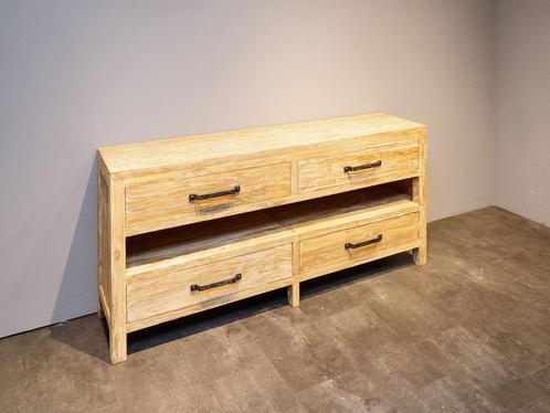 Badkamermeubel teak 180x45x85cm - White wash, Huis en Inrichting, Badkamer | Badkamermeubels, 25 tot 50 cm, Nieuw, Wastafelkast
