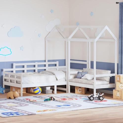 vidaXL Kinderbed met bank en huisje massief grenenhout wit, Maison & Meubles, Chambre à coucher | Lits, Envoi