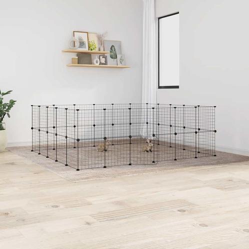 vidaXL Huisdierenkooi met deur 44 panelen 35x35 cm staal, Dieren en Toebehoren, Knaagdieren en Konijnen | Hokken en Kooien, Nieuw