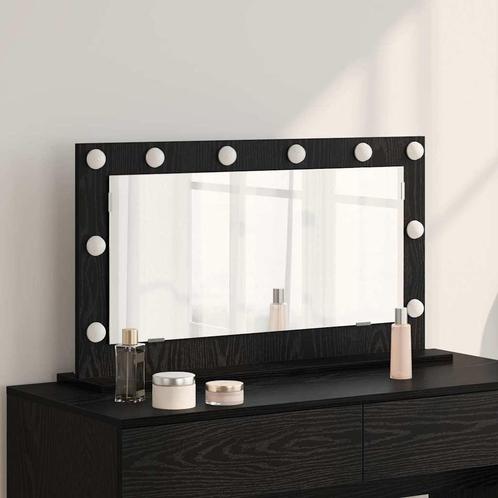 vidaXL Spiegel met LED verlichting in zwart eiken 80x45x18, Huis en Inrichting, Woonaccessoires | Spiegels, Nieuw, Verzenden