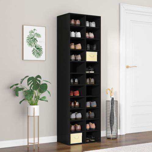 vidaXL Schoenenkast 54x34x183 cm bewerkt hout zwart, Huis en Inrichting, Kasten | Schoenenkasten, Nieuw, Verzenden